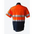 Short sleeve reflective work shirts high viz orange